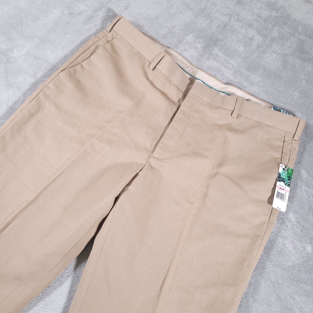 Cubavera Linen Pants Mens 40x32 Dune Tan Straight Leg Linen Blend Slacks